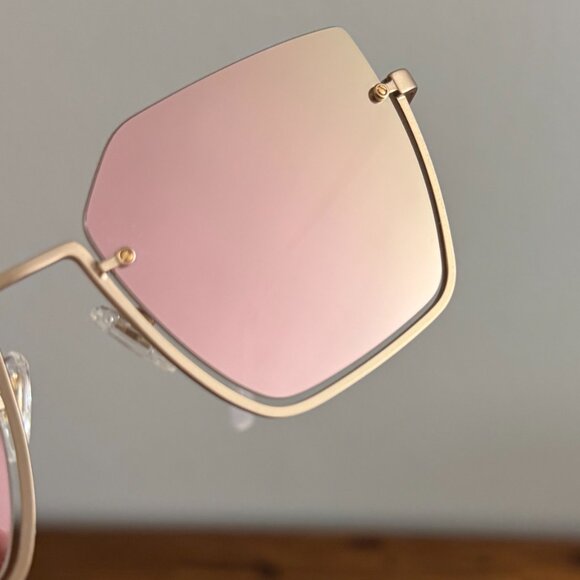 DIFF - Analise Sunglasses in Brushed Gold Frames & Polarized Taupe Mirrored Lens main image 5